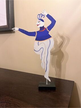 Vintage Judie Bomberger Cirque Du Soleil Mime Metal Sculpture 1998 Art Deco